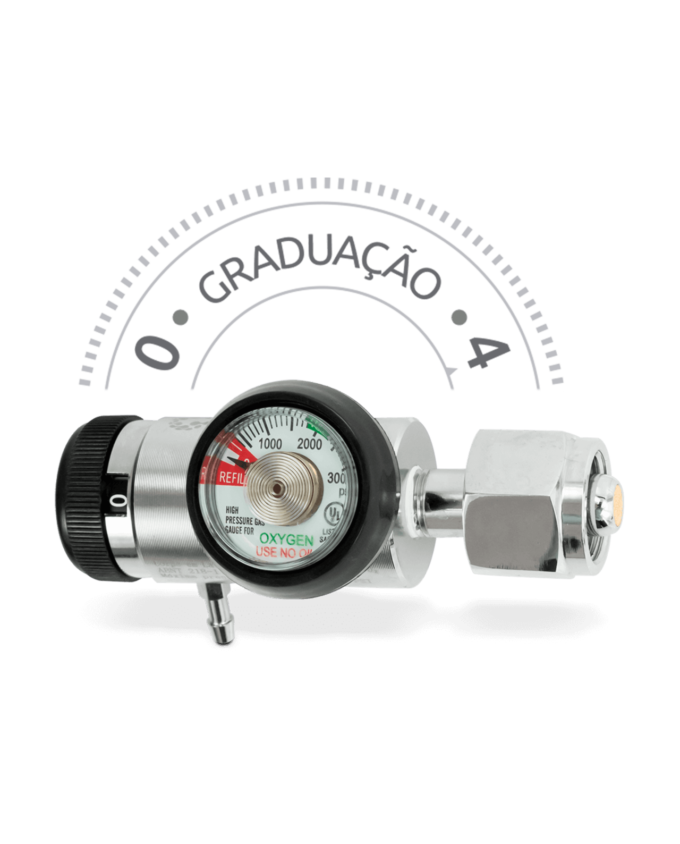 Mini Regulador de Oxigênio Com Fluxômetro Tipo Click 4LPM